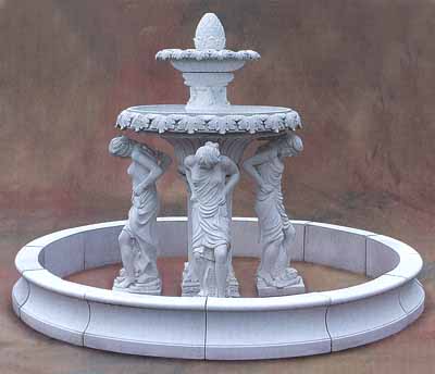  Garden Fountain, Cast Stone Garden Fountain with Pool-Pond